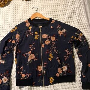 Sanctuary Floral Bomber Jacket size Small blue